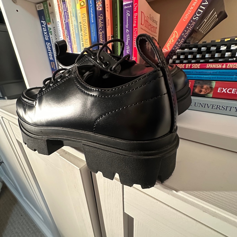 ZARA ladies Chunky Black Lace-Up Platform Oxfords